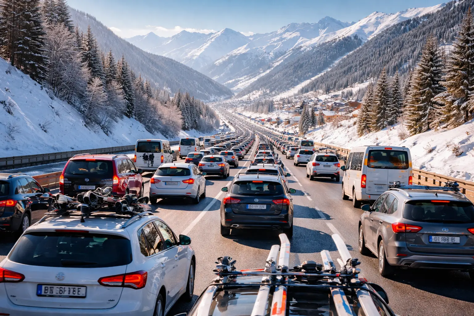 Drukke wegen richting skigebieden verwacht tijdens start Franse voorjaarsvakantie