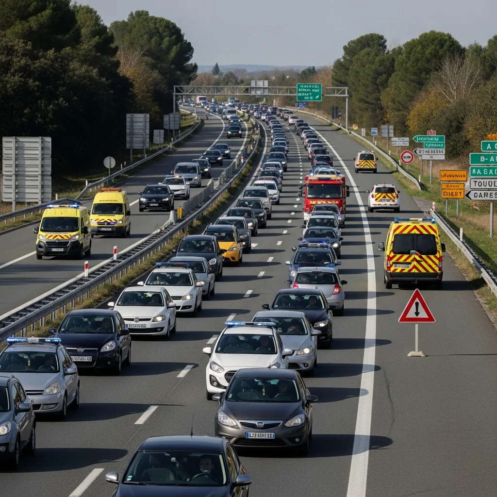 Verkeershinder op de A68 richting Toulouse na ongeval bij Rouffiac-Tolosan