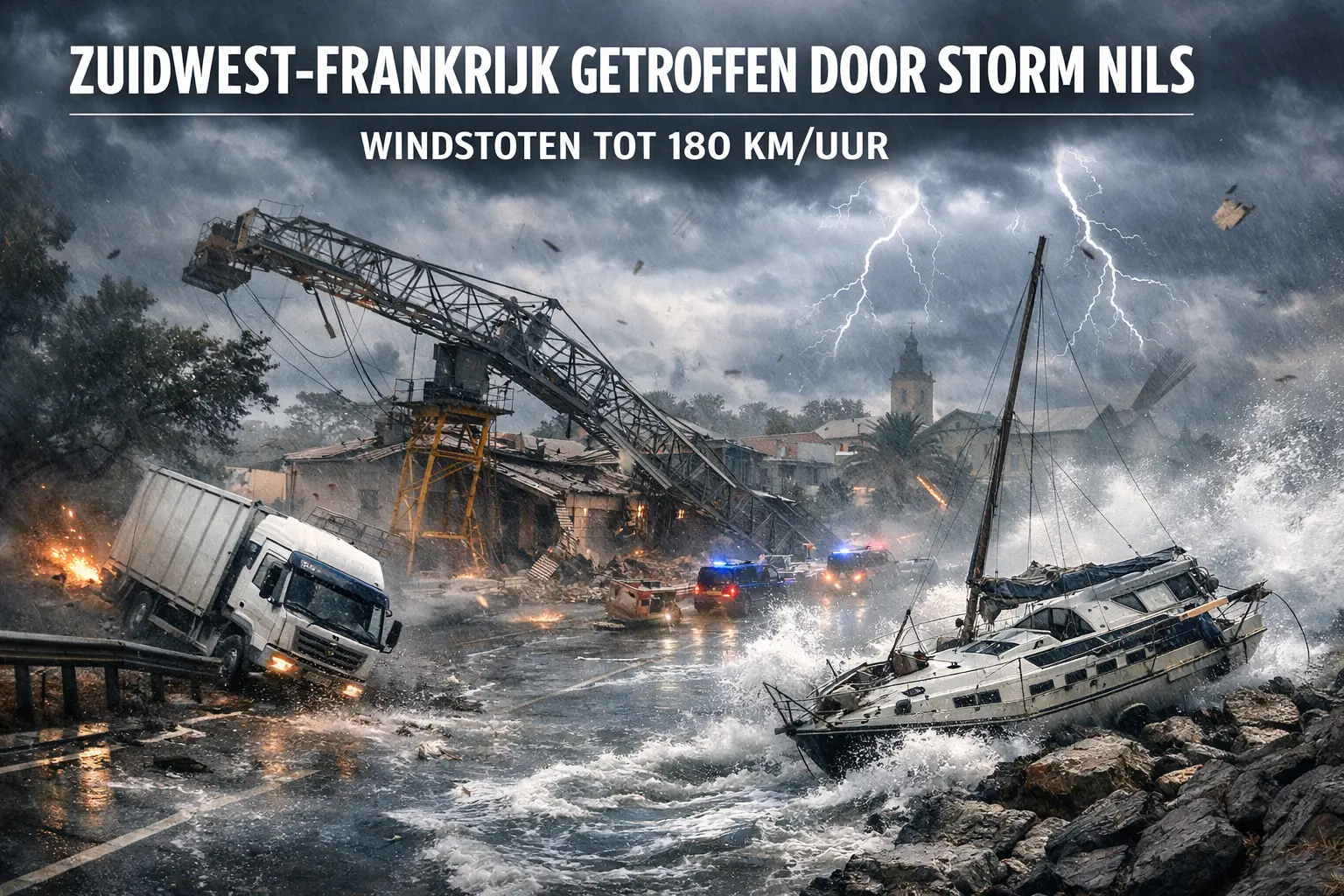 Zuidwest-Frankrijk getroffen door storm Nils, windstoten tot 180 km/uur