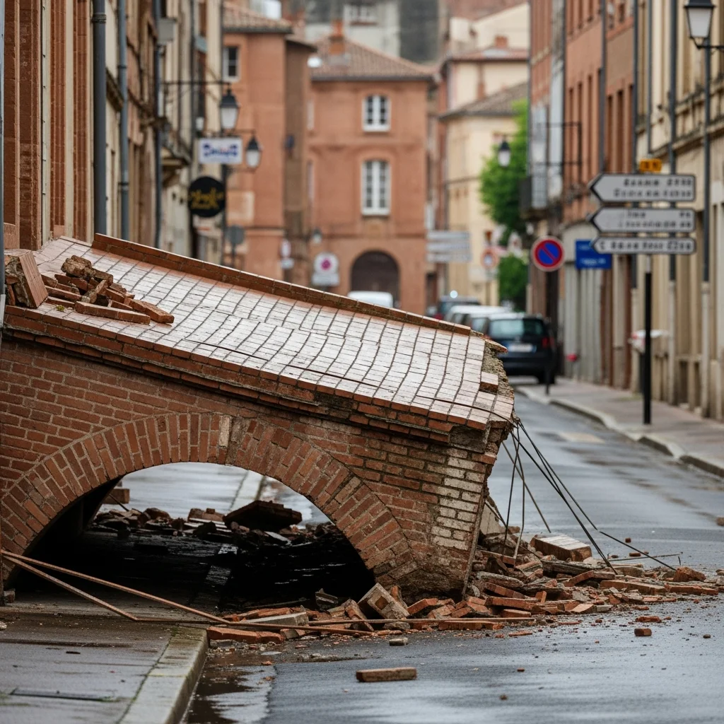 Instorting van terras in Albi legt kwetsbaarheid oude woningen bloot na extreme regenval