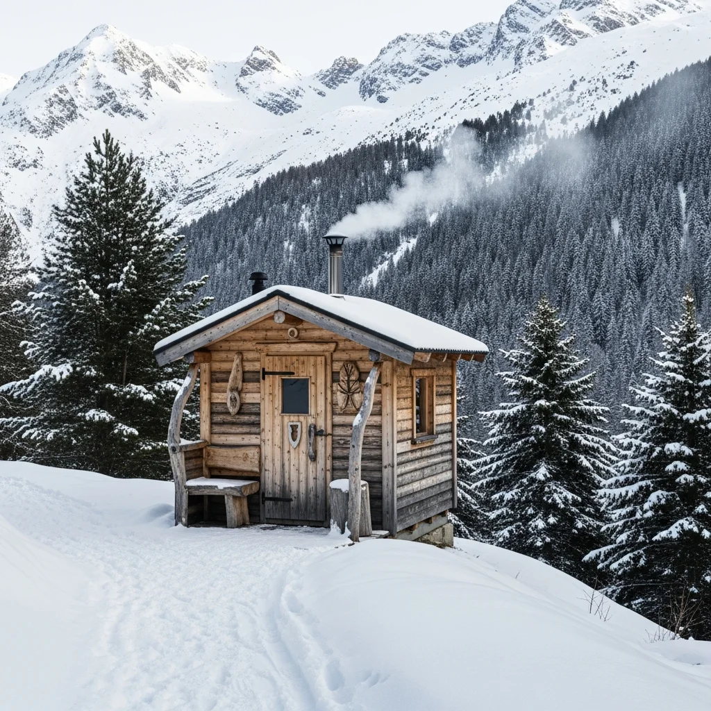 Oude skiliftcabine in Hautacam omgebouwd tot sauna